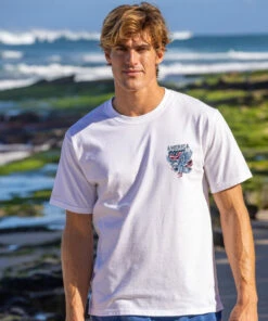 Eagle In Flight - White Short Sleeve Crewneck T-Shirt -Crazy Shirts Sale Store 2018322 1A