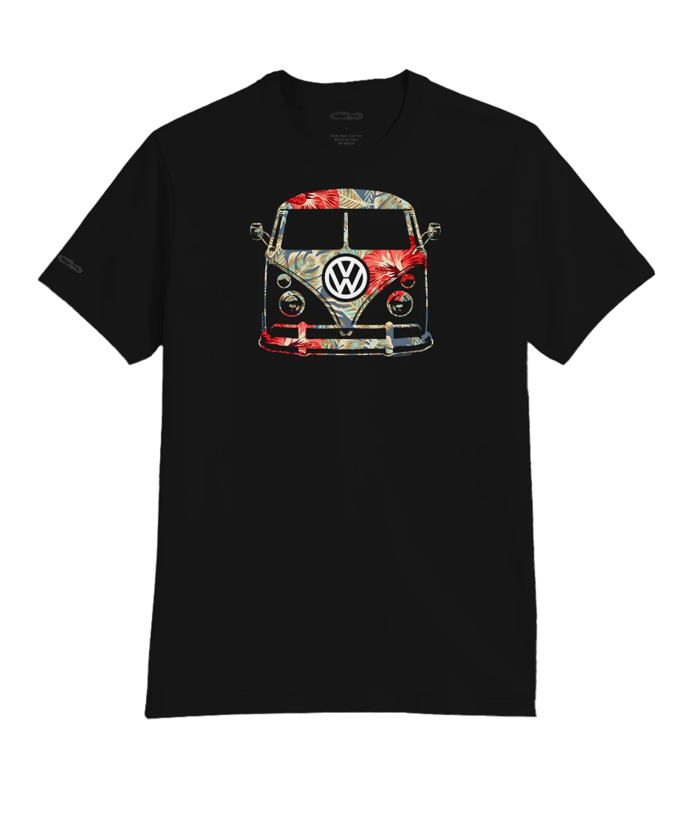 Volkswagen Tropical Ride - Jet Black Short Sleeve Pima T-Shirt 1 Volkswagen Tropical Ride - Jet Black Short Sleeve Pima T-Shirt