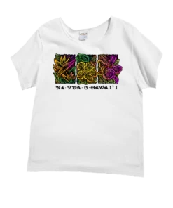 Na Pua Hawaii - White Short Sleeve Scoop Neck T-Shirt