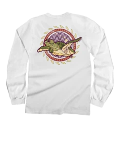 Tribal Honu Circle - White Long Sleeve Crewneck T-Shirt
