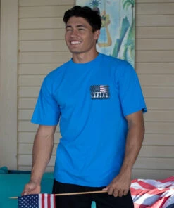 US Army Soldier Flag - Blue Hawaii Dyed Short Sleeve Crewneck T-Shirt -Crazy Shirts Sale Store 2018383 1A