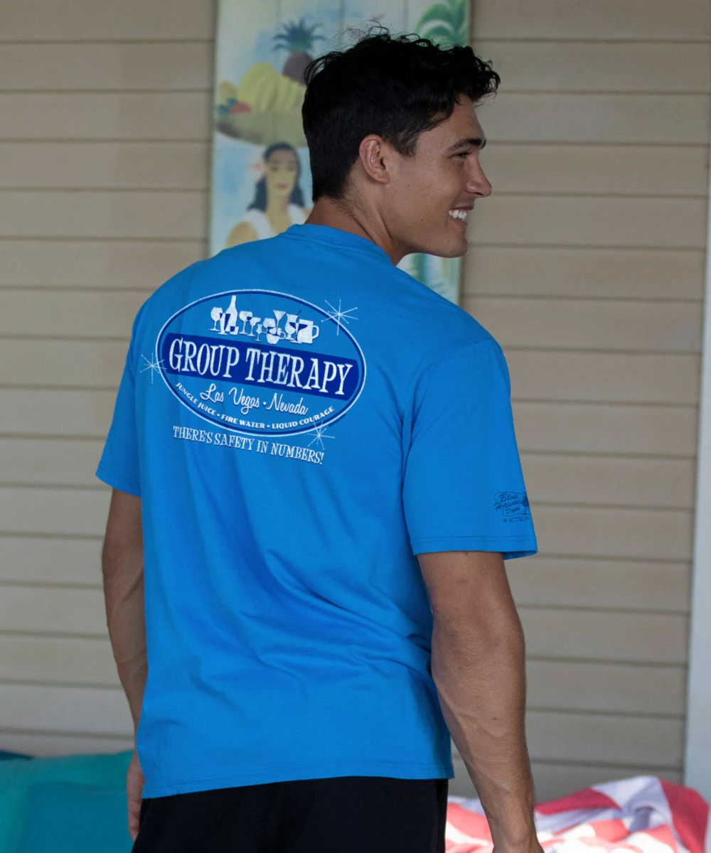 Group Therapy Vegas - Blue Hawaii Dyed Short Sleeve Crewneck T-Shirt 2 Group Therapy Vegas - Blue Hawaii Dyed Short Sleeve Crewneck T-Shirt - Image 2