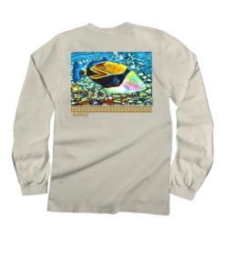 Tropical Reef Humu - Coconut Dyed Long Sleeve Crewneck T-Shirt