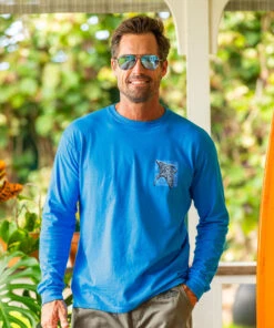 Tribal Manta Block - Blue Hawaii Dyed Long Sleeve Crewneck T-Shirt 6 Tribal Manta Block - Blue Hawaii Dyed Long Sleeve Crewneck T-Shirt -Crazy Shirts Sale Store 2018402 1A