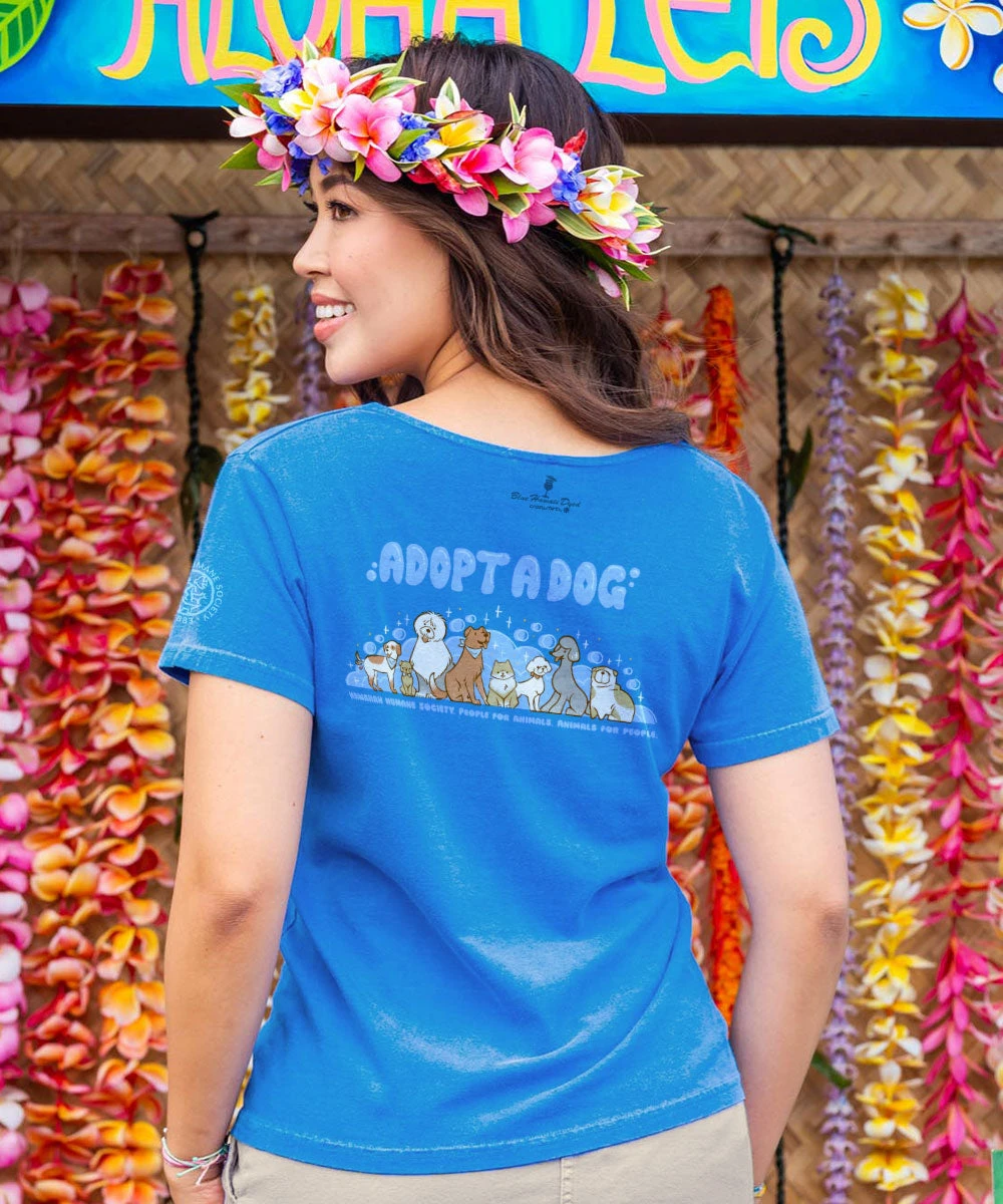 Hawaiian Humane Society At The Groomer - Blue Hawaii Dyed Short Sleeve Scoop Neck T-Shirt 3 Hawaiian Humane Society At The Groomer - Blue Hawaii Dyed Short Sleeve Scoop Neck T-Shirt - Image 3