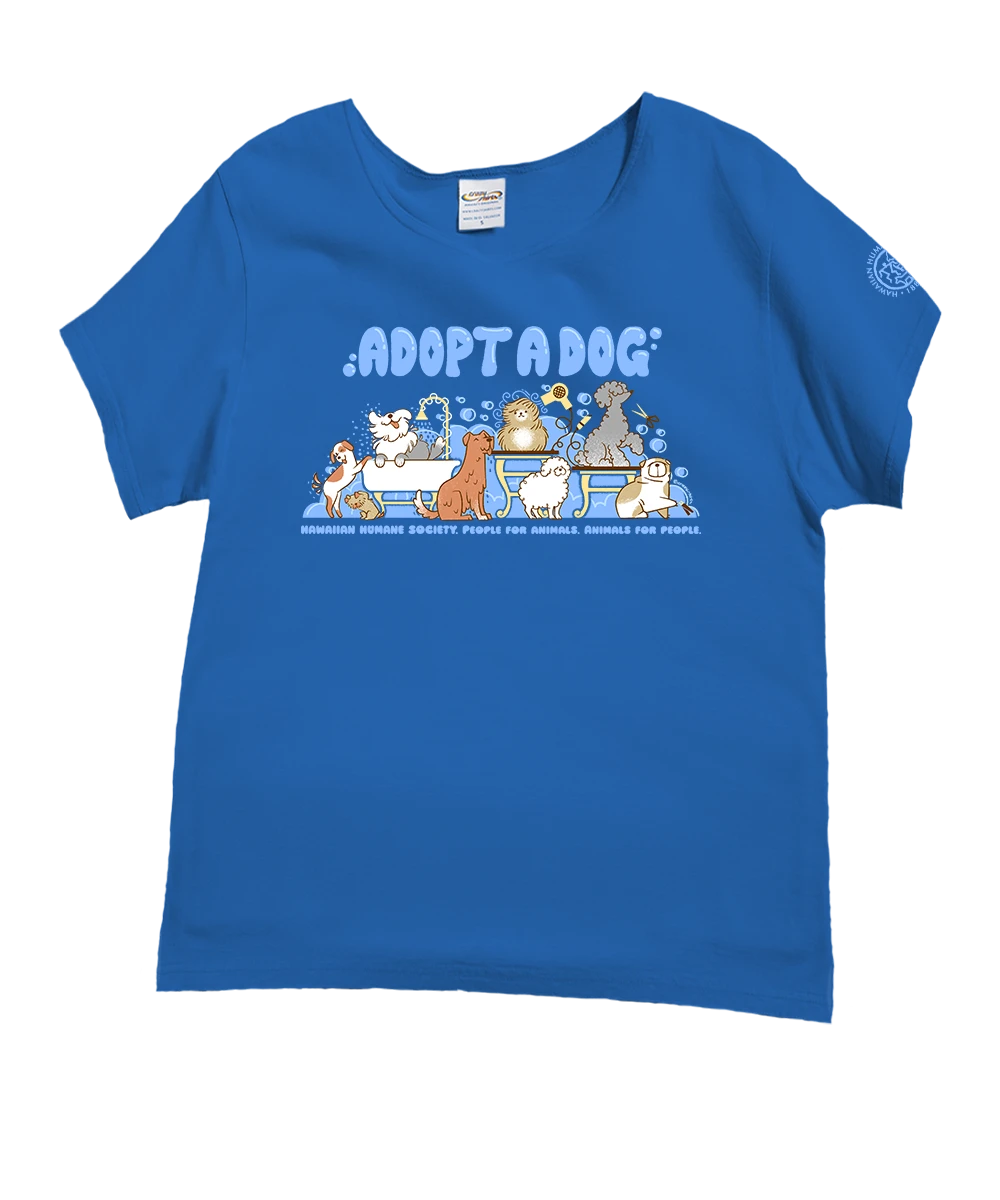 Hawaiian Humane Society At The Groomer - Blue Hawaii Dyed Short Sleeve Scoop Neck T-Shirt 1 Hawaiian Humane Society At The Groomer - Blue Hawaii Dyed Short Sleeve Scoop Neck T-Shirt