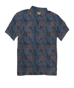 Autumn Ferns - Blue Short Sleeve Hawaiian Polo Shirt