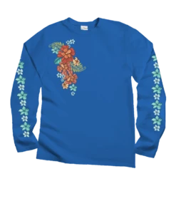 Tribal Haunani - Blue Hawaii Dyed Long Sleeve Crewneck T-Shirt