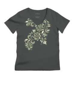 Teihani - Graphite Short Sleeve Pima V-Neck T-Shirt