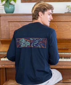 Macho Blossom - Navy Long Sleeve Crewneck T-Shirt -Crazy Shirts Sale Store 2018453 1A