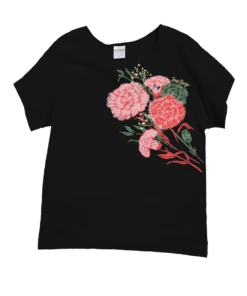 Carnation Bouquet - Black Short Sleeve Scoop Neck T-Shirt