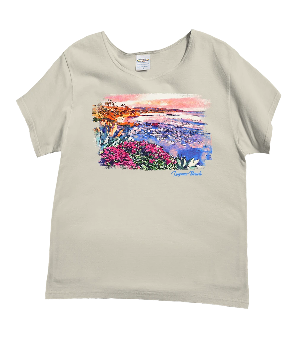 Laguna Watercolor - Coconut Dyed Short Sleeve Scoop Neck T-Shirt 1 Laguna Watercolor - Coconut Dyed Short Sleeve Scoop Neck T-Shirt