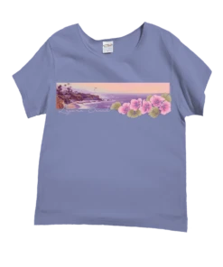 Laguna Geraniums - Lavender Dyed Short Sleeve Scoop Neck T-Shirt