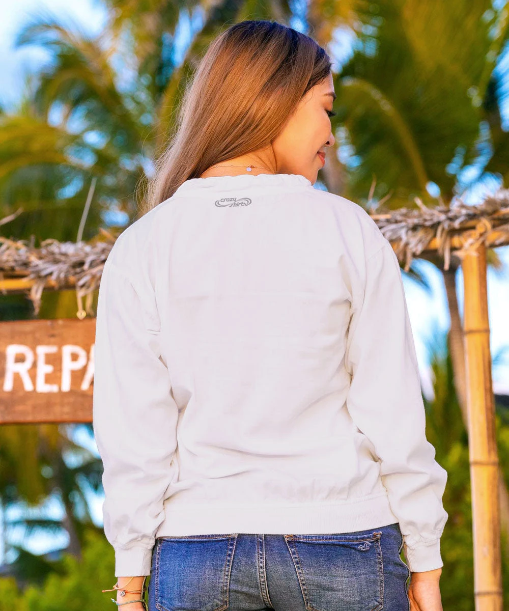 Dahlia Band - White Long Sleeve Lightweight Pullover 3 Dahlia Band - White Long Sleeve Lightweight Pullover - Image 3