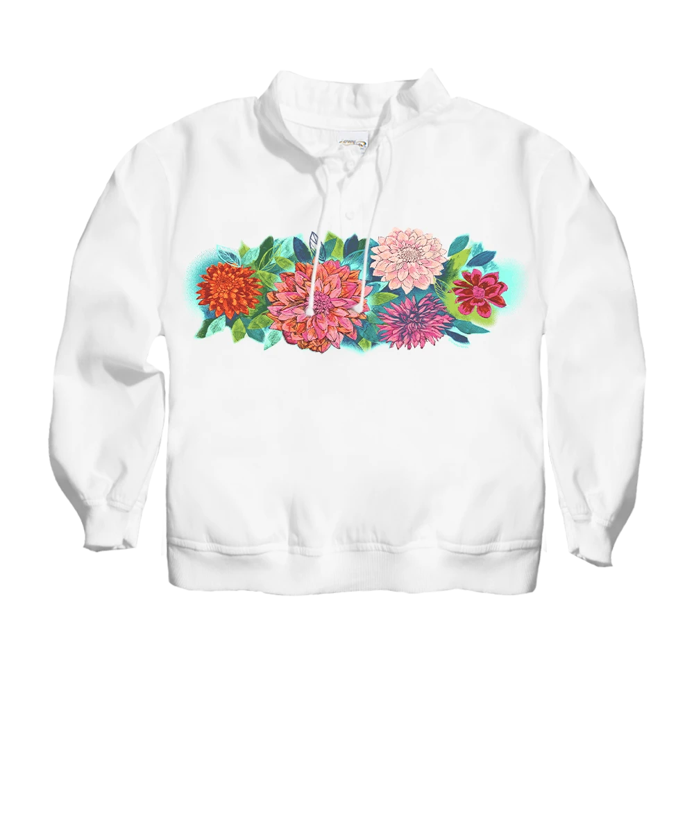 Dahlia Band - White Long Sleeve Lightweight Pullover 1 Dahlia Band - White Long Sleeve Lightweight Pullover