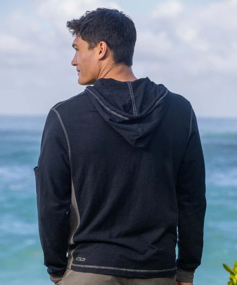 Tribal Chest Tattoo - Black/Charcoal Long Sleeve Longboard Hooded Tee 3 Tribal Chest Tattoo - Black/Charcoal Long Sleeve Longboard Hooded Tee - Image 3