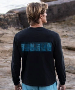 Honu Waa Band - Black Long Sleeve Crewneck T-Shirt -Crazy Shirts Sale Store 2018470 1A