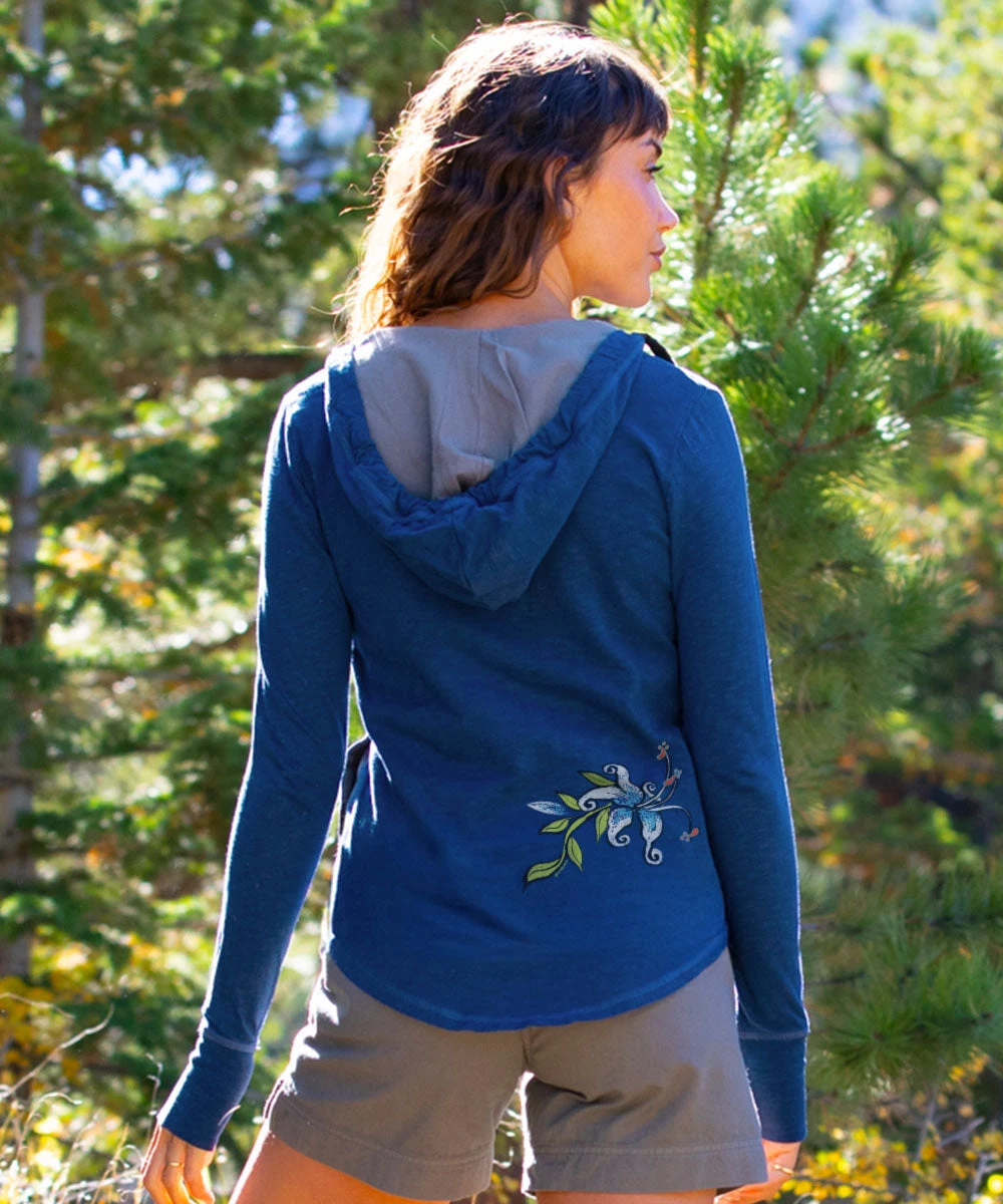 Moonlight Blossom - Midnight Long Sleeve Harmony Hooded T 3 Moonlight Blossom - Midnight Long Sleeve Harmony Hooded T - Image 3