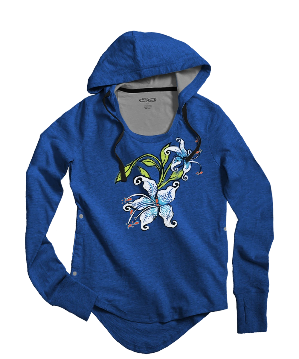 Moonlight Blossom - Midnight Long Sleeve Harmony Hooded T 1 Moonlight Blossom - Midnight Long Sleeve Harmony Hooded T