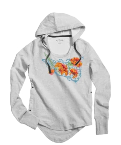 Wili Wili - White Gray Heather Long Sleeve Harmony Hooded T