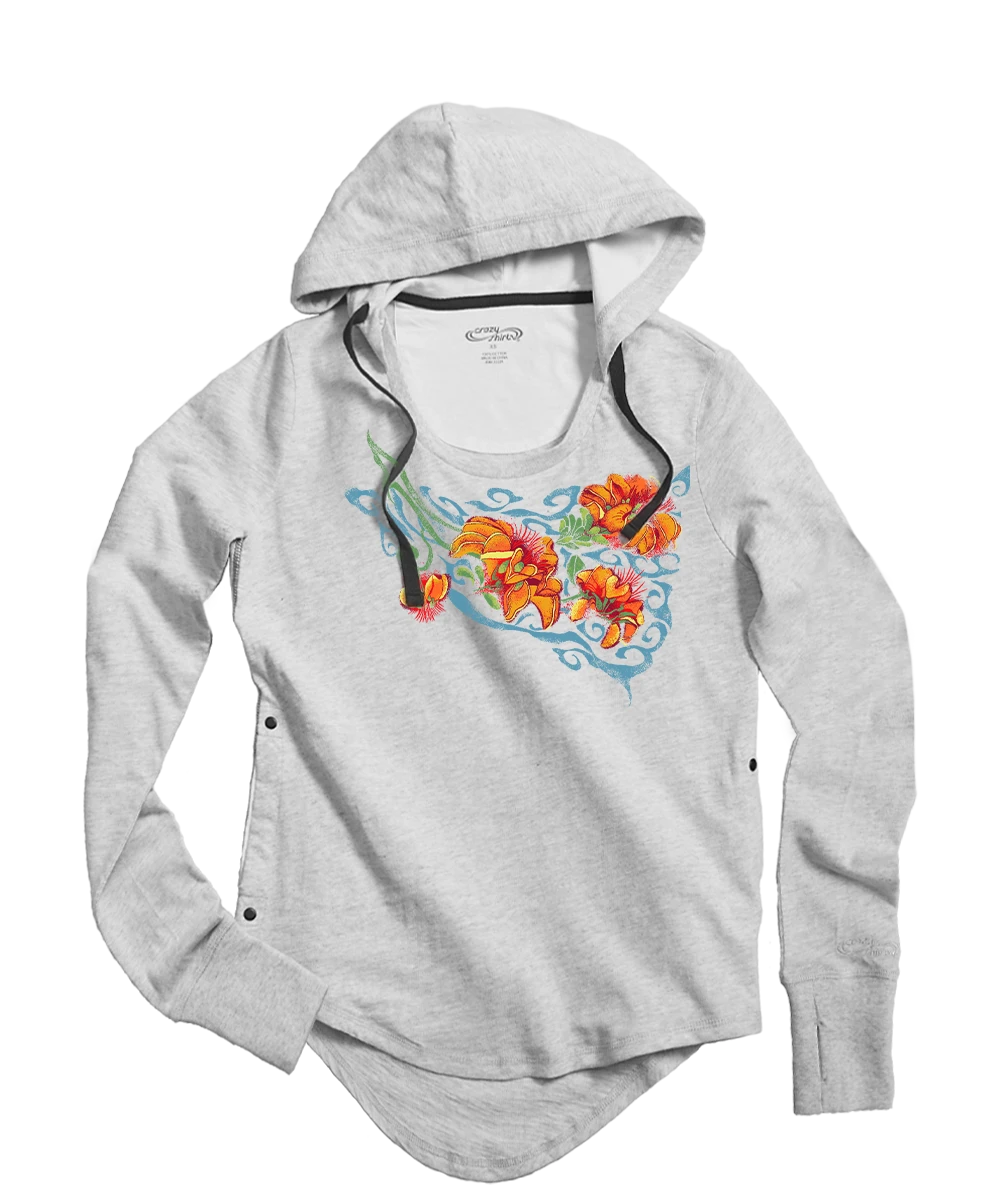 Wili Wili - White Gray Heather Long Sleeve Harmony Hooded T 1 Wili Wili - White Gray Heather Long Sleeve Harmony Hooded T