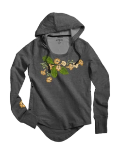 Puakenikeni Drape - Gray Heather Long Sleeve Harmony Hooded T