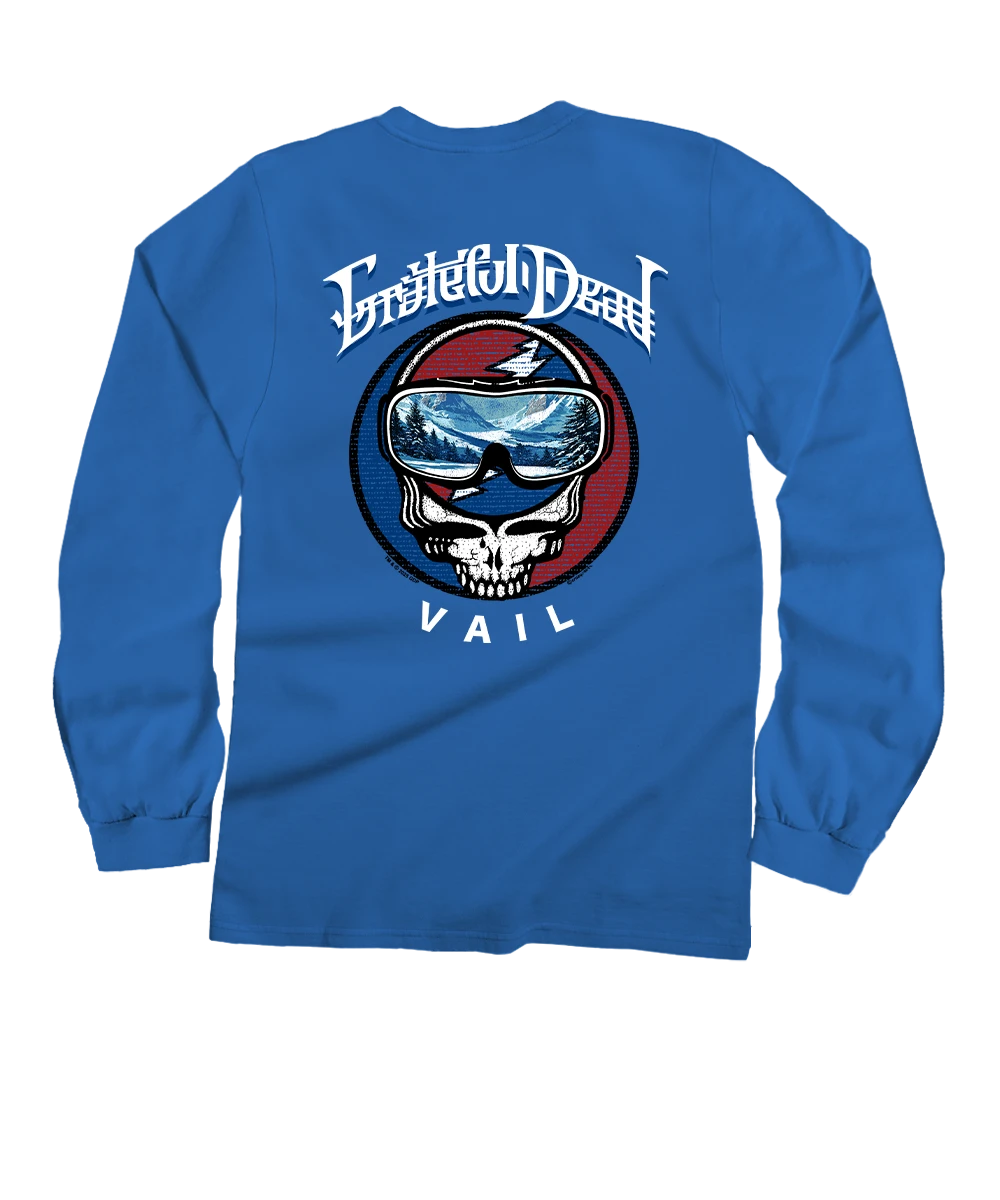 Grateful Dead Vail Scenic - Blue Hawaii Dyed Long Sleeve Crewneck T-Shirt 1 Grateful Dead Vail Scenic - Blue Hawaii Dyed Long Sleeve Crewneck T-Shirt