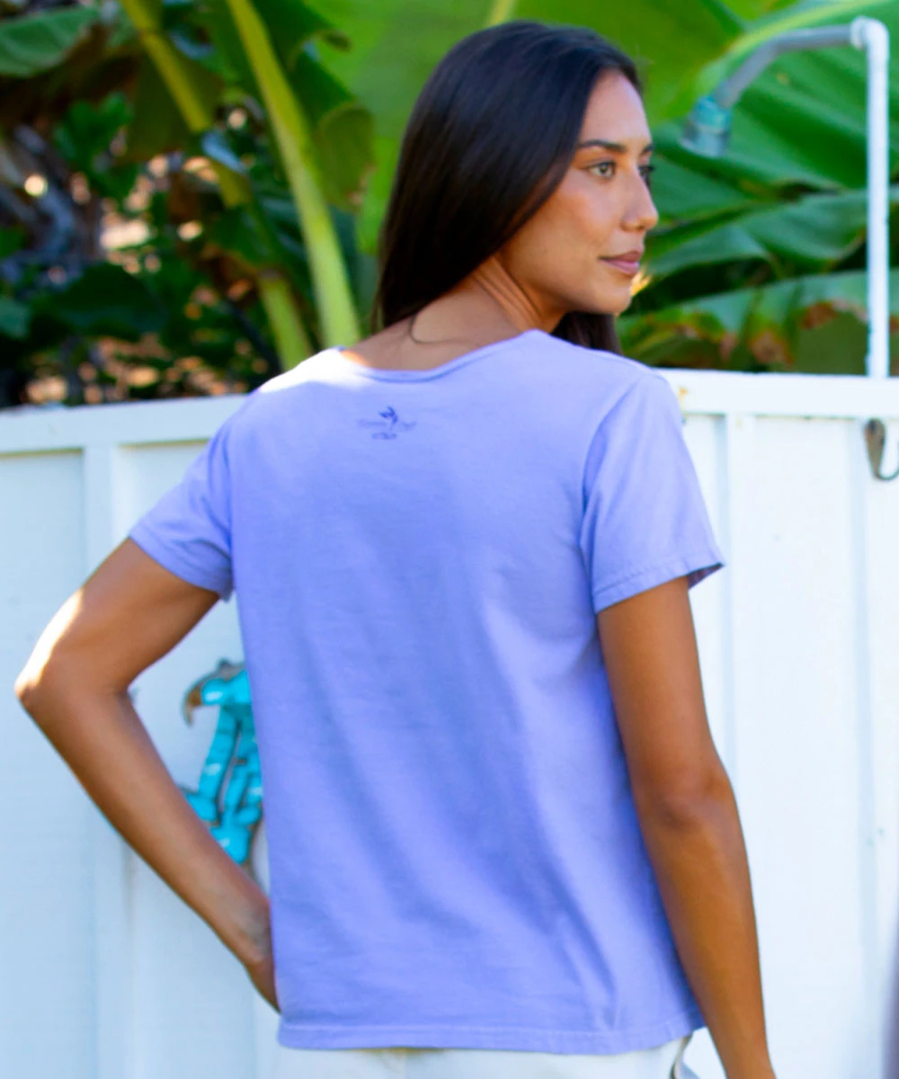 Wyland® Dolphin Block - Lavender Dyed Short Sleeve Scoop Neck T-Shirt 3 Wyland® Dolphin Block - Lavender Dyed Short Sleeve Scoop Neck T-Shirt - Image 3