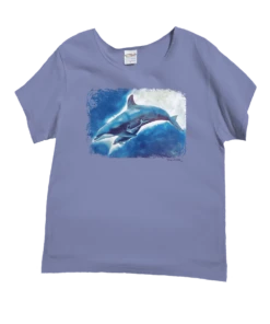 Wyland® Dolphin Block - Lavender Dyed Short Sleeve Scoop Neck T-Shirt