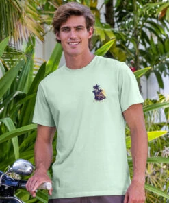 Sunset Surf Woody - Ice Mint Short Sleeve Pima T-Shirt -Crazy Shirts Sale Store 2018518 1A