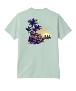 Sunset Surf Woody - Ice Mint Short Sleeve Pima T-Shirt