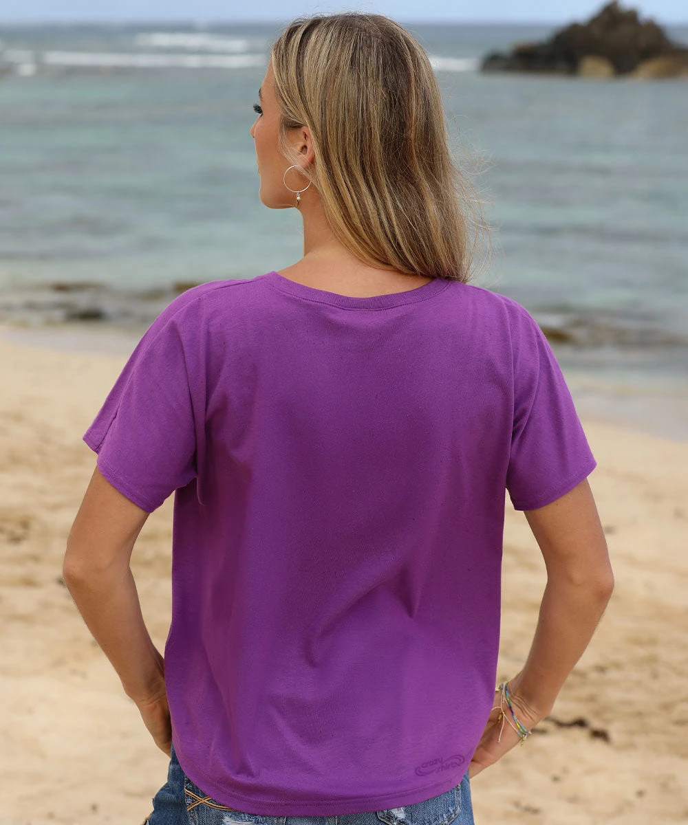 Tribal Honu Puas - Violet Short Sleeve Dolman V-Neck Tee 3 Tribal Honu Puas - Violet Short Sleeve Dolman V-Neck Tee - Image 3