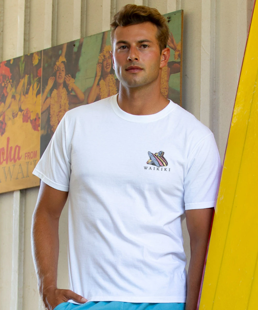 Waikiki Beach - White Short Sleeve Crewneck T-Shirt 3 Waikiki Beach - White Short Sleeve Crewneck T-Shirt - Image 3