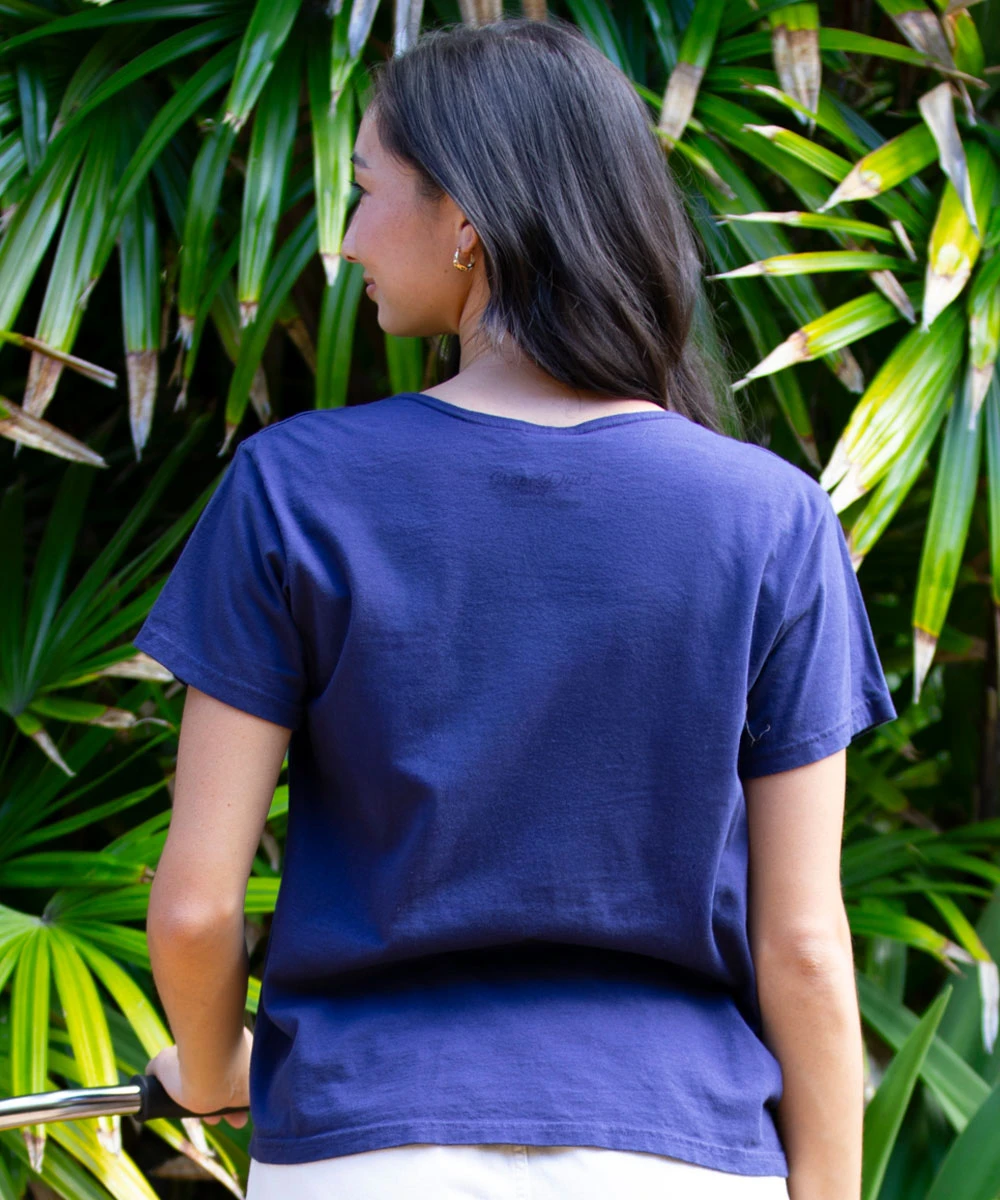 Hibiscus Dream - Grape Dyed Short Sleeve Scoop Neck T-Shirt 3 Hibiscus Dream - Grape Dyed Short Sleeve Scoop Neck T-Shirt - Image 3