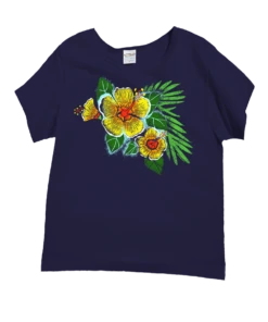 Hibiscus Dream - Grape Dyed Short Sleeve Scoop Neck T-Shirt