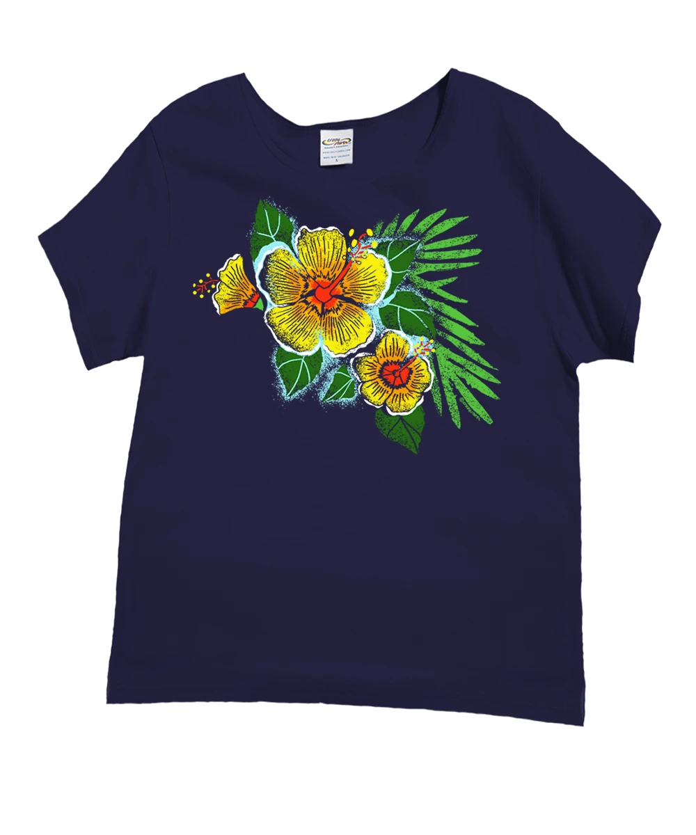 Hibiscus Dream - Grape Dyed Short Sleeve Scoop Neck T-Shirt 1 Hibiscus Dream - Grape Dyed Short Sleeve Scoop Neck T-Shirt