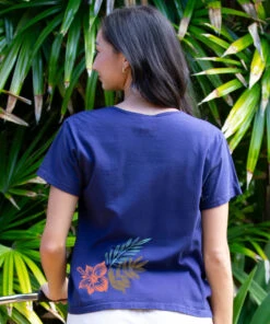 Lauae Floral - Grape Dyed Short Sleeve Scoop Neck T-Shirt -Crazy Shirts Sale Store 2018572 1A