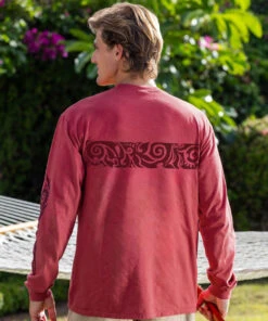 Koa Band - Paradise Red Dyed Long Sleeve Crewneck T-Shirt -Crazy Shirts Sale Store 2018668 1A