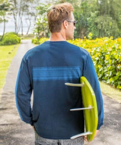 Turtle Tribal Band - Navy Long Sleeve Crewneck T-Shirt -Crazy Shirts Sale Store 2018672 1A