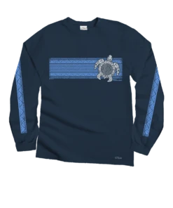 Turtle Tribal Band - Navy Long Sleeve Crewneck T-Shirt