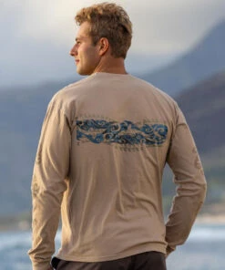 Tribal Mana Stripe - Kona Coffee Dyed Long Sleeve Crewneck T-Shirt 6 Tribal Mana Stripe - Kona Coffee Dyed Long Sleeve Crewneck T-Shirt -Crazy Shirts Sale Store 2018675 1A