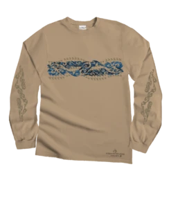 Tribal Mana Stripe - Kona Coffee Dyed Long Sleeve Crewneck T-Shirt