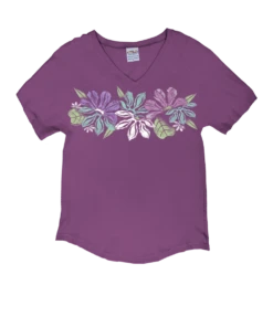 Naupaka Band - Violet Short Sleeve Dolman V-Neck Tee