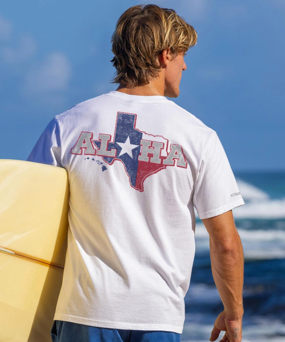 Aloha For Texas - White Short Sleeve Crewneck T-Shirt 2 Aloha For Texas - White Short Sleeve Crewneck T-Shirt - Image 2