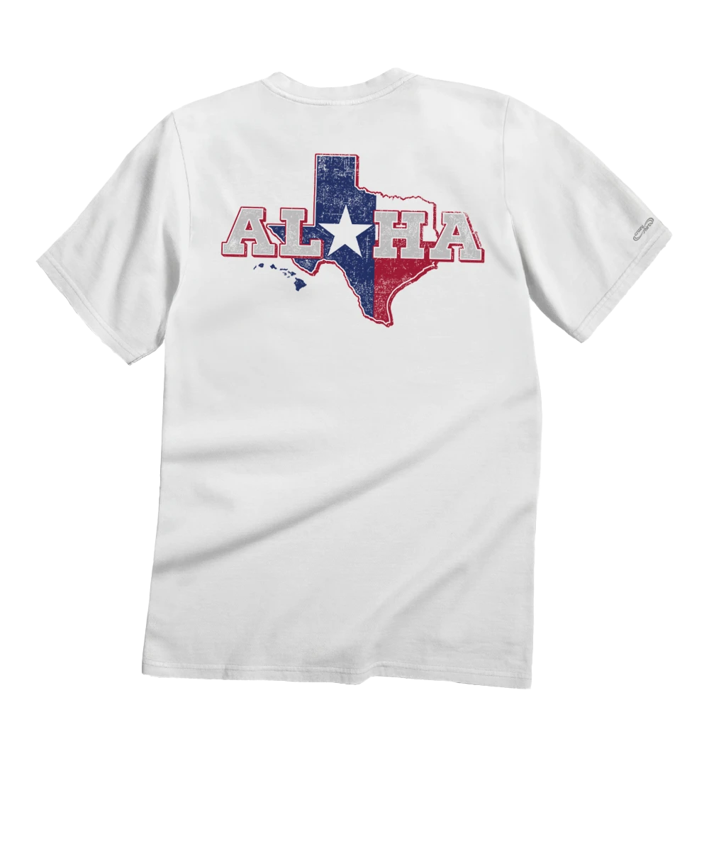 Aloha For Texas - White Short Sleeve Crewneck T-Shirt 1 Aloha For Texas - White Short Sleeve Crewneck T-Shirt