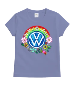 Volkswagen Peace And Love - Lavender Dyed Short Sleeve Crewneck T-Shirt