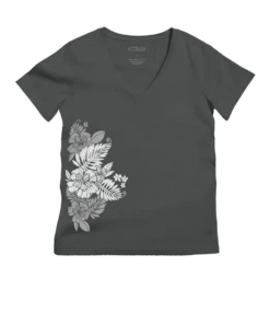 Kalei - Graphite Short Sleeve Pima V-Neck T-Shirt