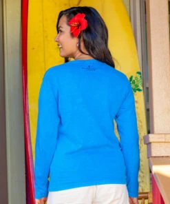 Snowman Snowflakes - Blue Hawaii Dyed Long Sleeve Crewneck T-Shirt 6 Snowman Snowflakes - Blue Hawaii Dyed Long Sleeve Crewneck T-Shirt -Crazy Shirts Sale Store 2018786 1A