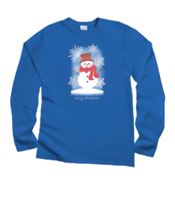 Snowman Snowflakes - Blue Hawaii Dyed Long Sleeve Crewneck T-Shirt