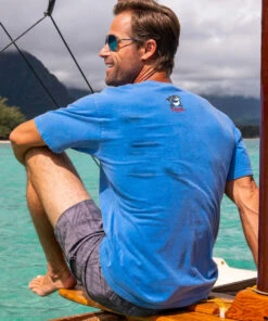 Sharka™ Linear Band - Blue Hawaii Dyed Short Sleeve Crewneck T-Shirt -Crazy Shirts Sale Store 2018805 1A